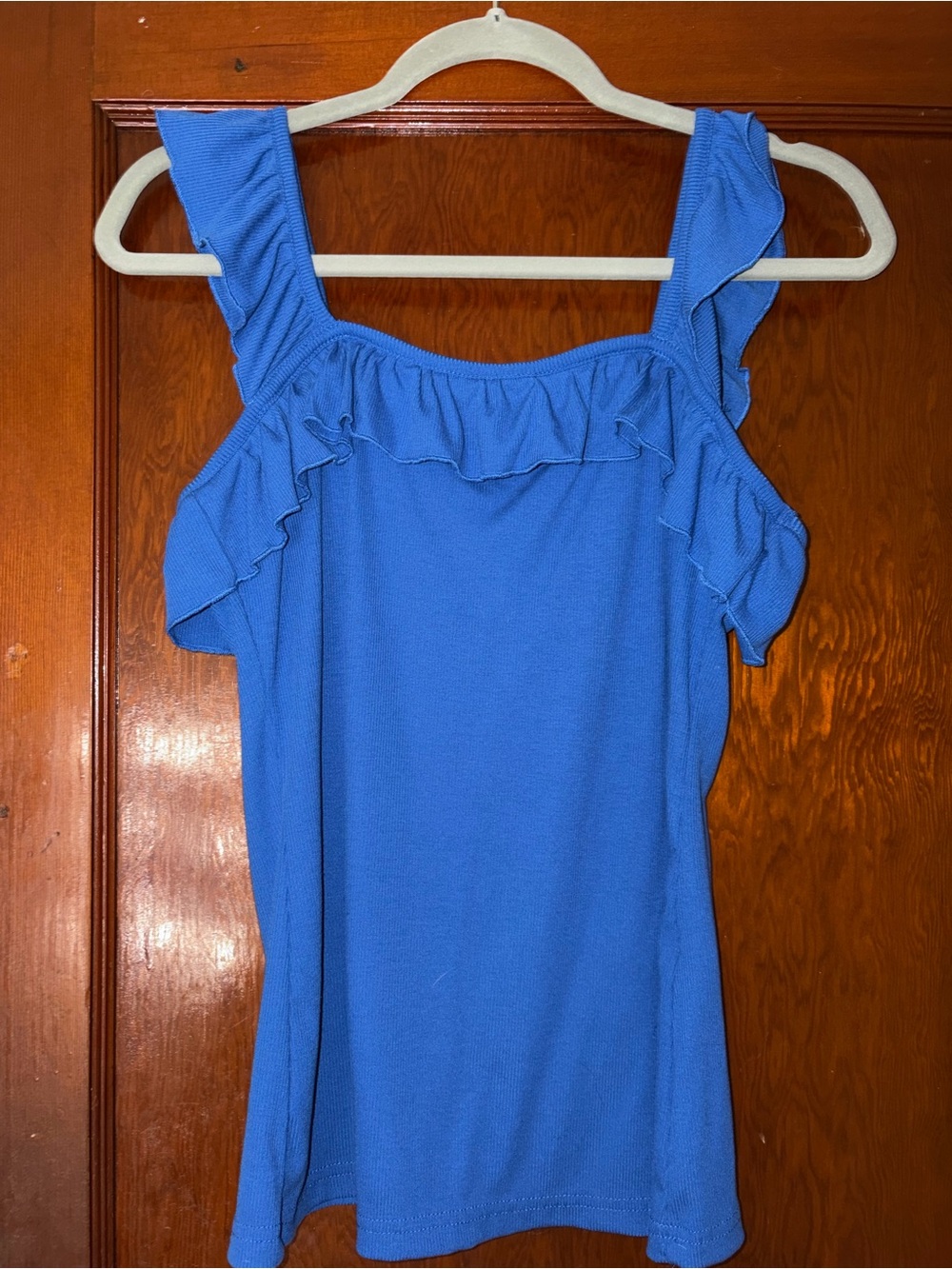 Women’s Ruffled Square-Neck Tank Top - Blue